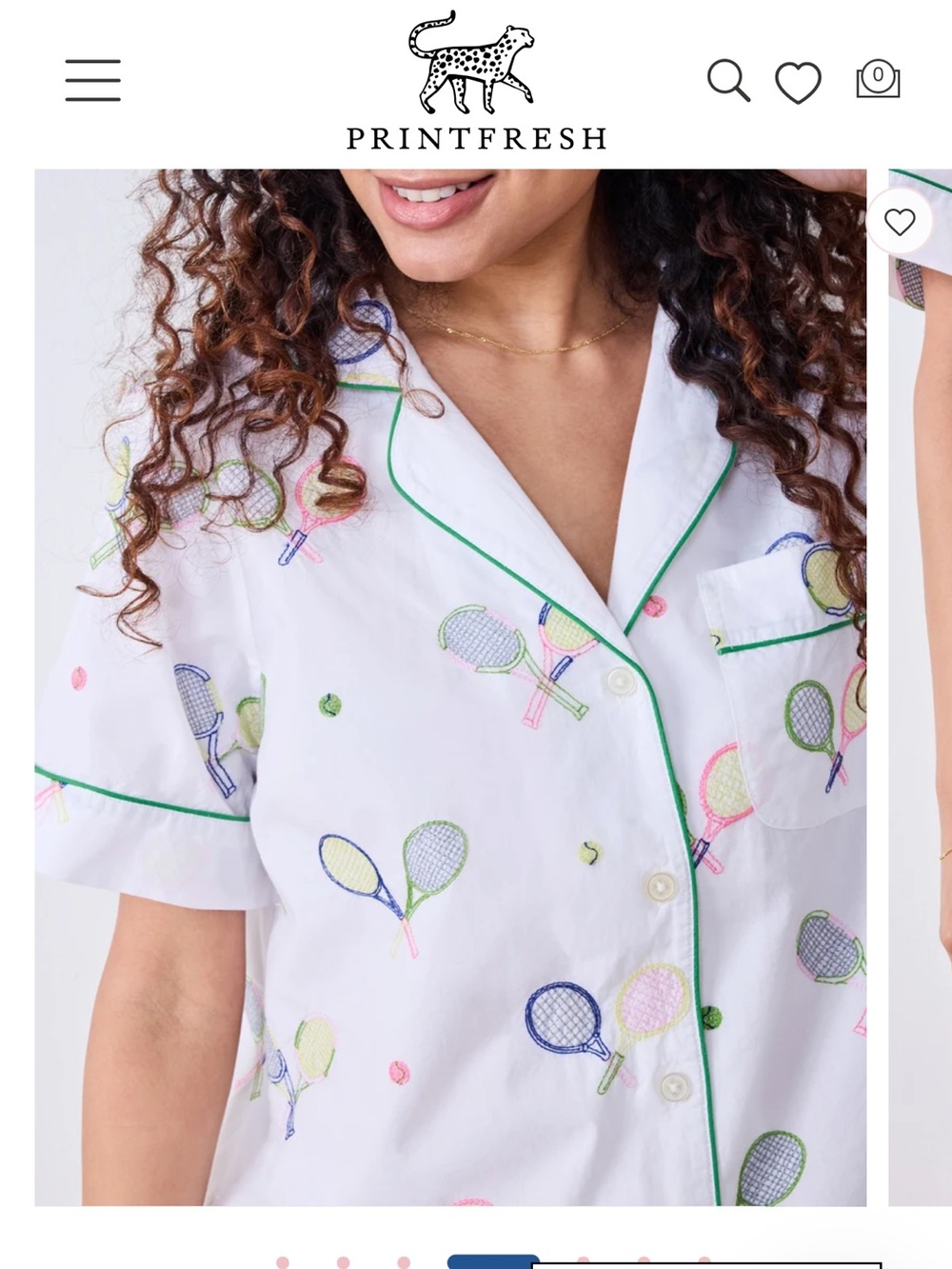 Printfresh Tennis Racket Short Pajama Set - Picture 3 of 5
